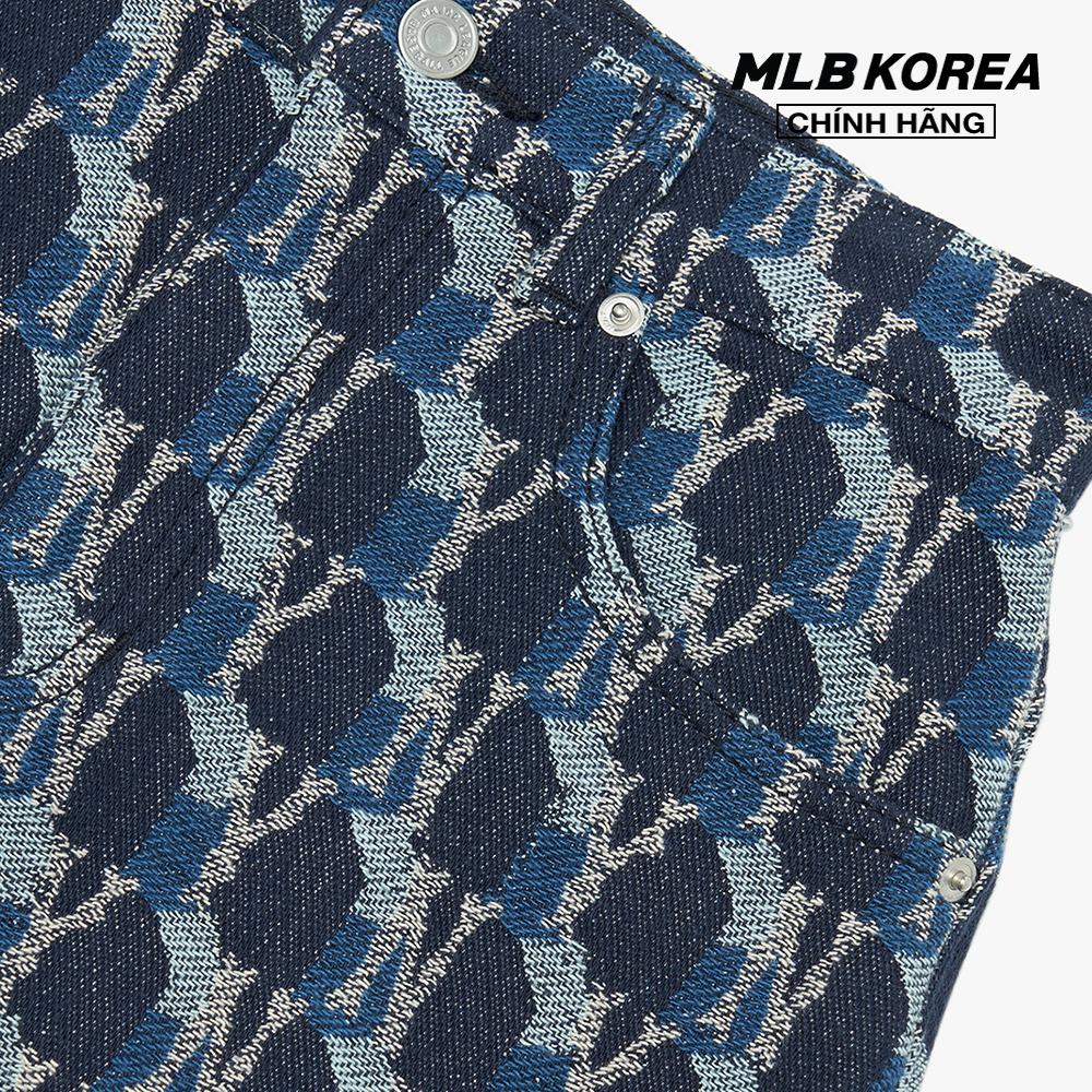 MLB - Chân váy mini denim chữ A Cube Monogram Jacquard 3FDSM0224