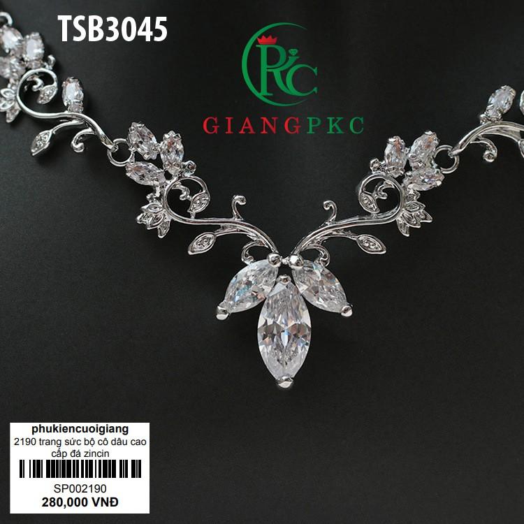Trang sức bộ cô dâu đá cao cấp zincin sáng bóng lấp lánh đi chơi đi tiệc đều đẹp giangpkc 3045