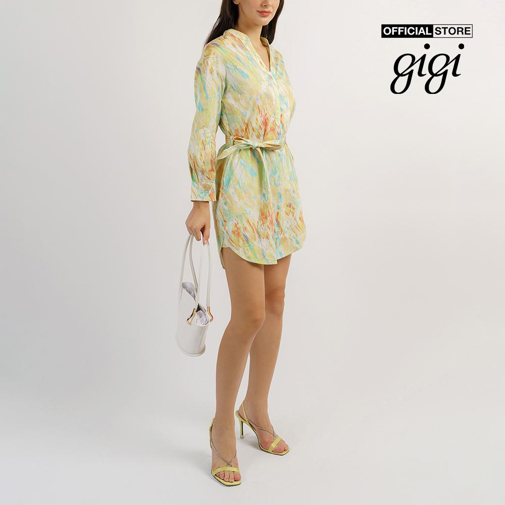 GIGI - Đầm mini cổ V tay dài phối thắt lưng thanh lịch G2101D221172