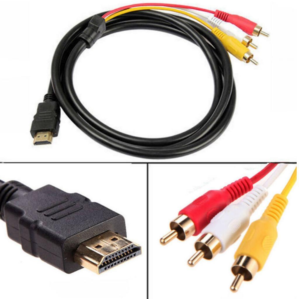 Male To 3 RCA AV Audio Video Cable Cord Adapter for TV HDTV