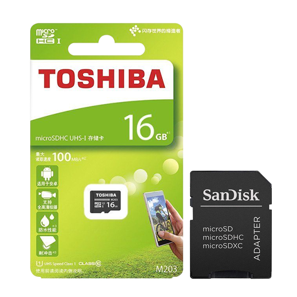 Thẻ Nhớ Micro SDHC Toshiba 16GB (100Mb/s) + Adapter - Hàng Nhập Khẩu