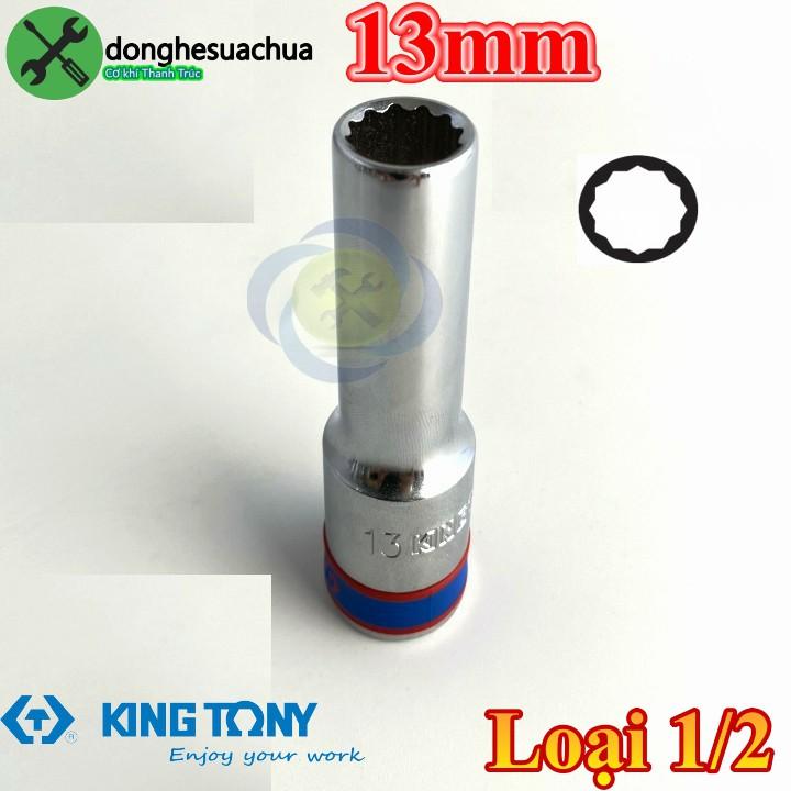 Tuýp 13mm 1/2 Kingtony 423013M loại dài 77mm 12 cạnh màu trắng