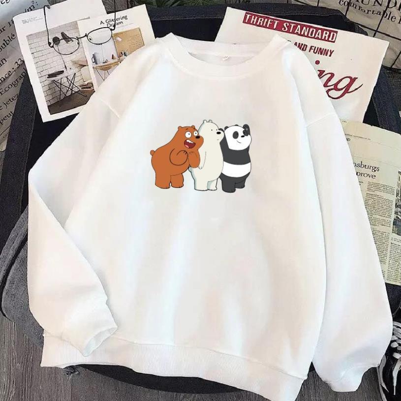 SALE- Áo nỉ bông Sweater thu đông 3 con gấu form suông rộng unisex cổ tròn - áo chất