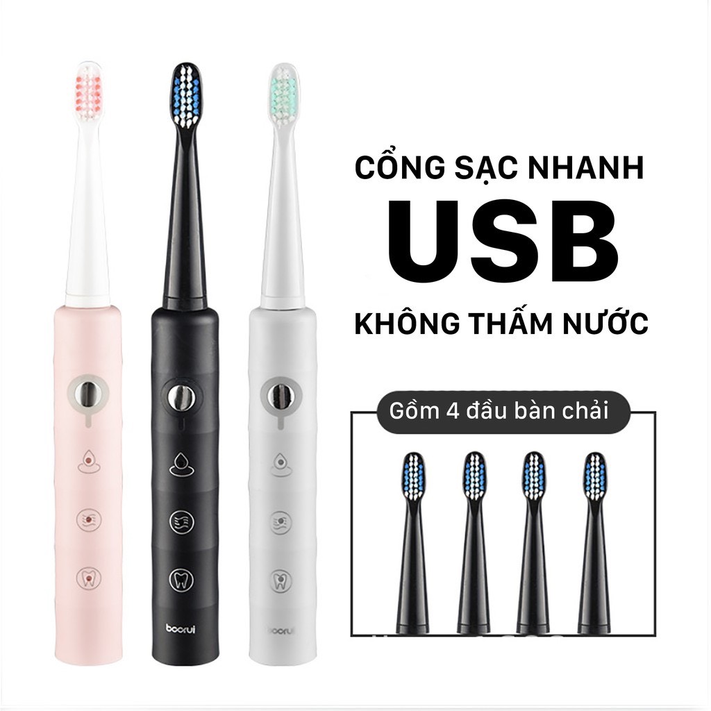 Bàn chải điện sạc USB Bàn chải đánh răng điện tự động 6 chế độ cao cấp chống nươc