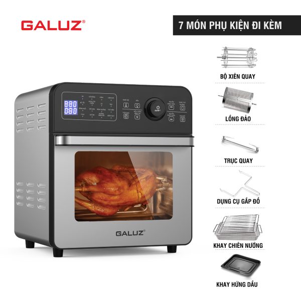 Nồi chiên lò chiên không dầu Galuz dung tích 15L, công suất 1800w, 16 chức năng chiên nướng công nghệ Pháp - Hàng nhập khẩu