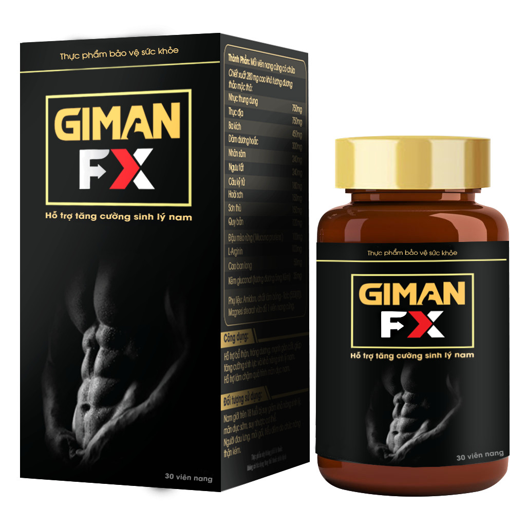 GIMAN FX - cải thiện sinh lý nam giới, làm chậm mãn dục, bổ thận, sinh tinh - Hộp 30 viên nang