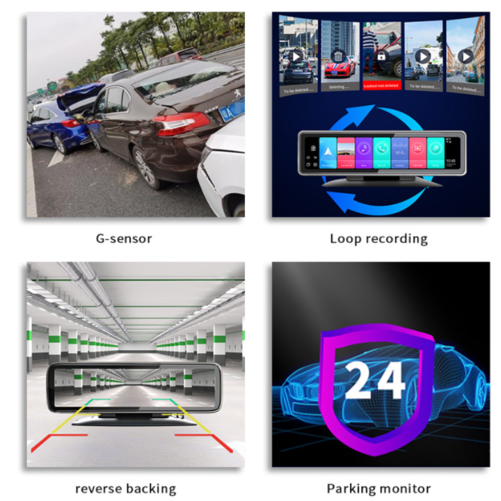 Camera hành trình 360 độ gắn gương và taplo ô tô cao cấp Phisung T88 đa năng 5 trong 1 Android: 9.0 - Hàng chính hãng