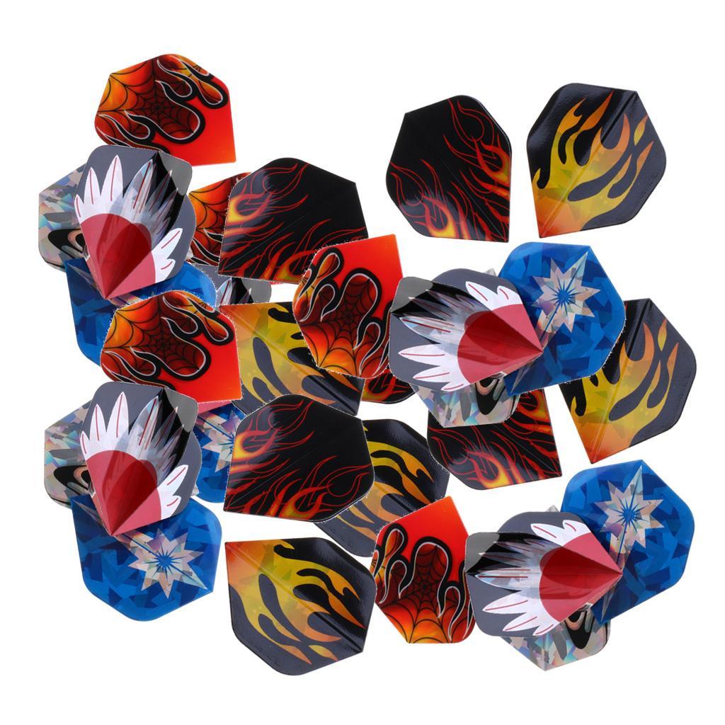 2x 30 Pieces Durable Assorted Color  Flights Standard Shape Spider Flame  Pattern