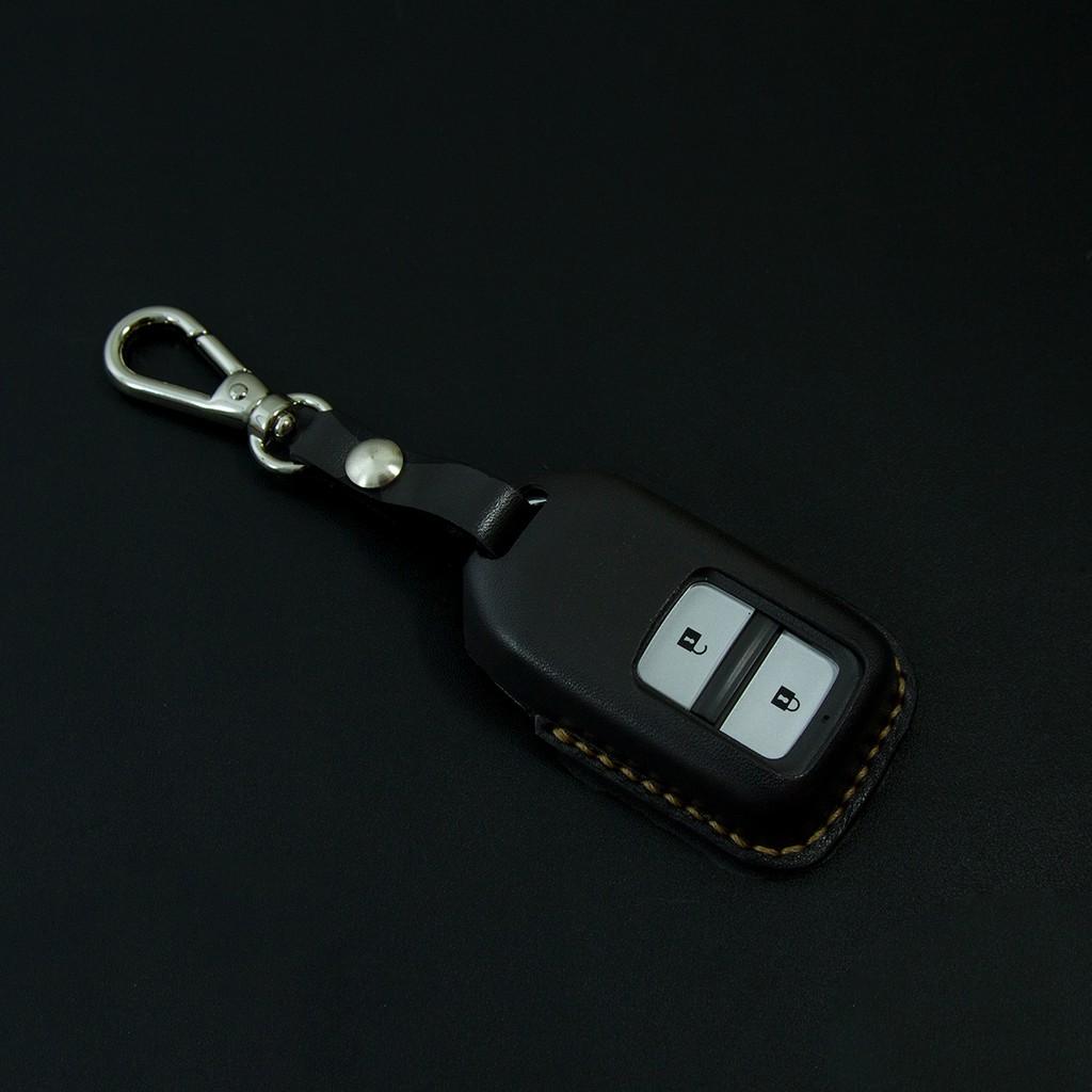 BAO DA CHÌA KHÓA MÀU ĐEN CHO SMARTKEY XE CRV - Bao chìa khóa handmade thủ công