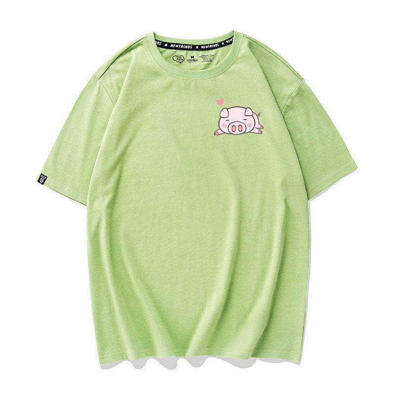 Áo Thun Nữ Tay Ngắn Icon Heo Hàn Quốc - Unisex - Cotton - Mã AT008