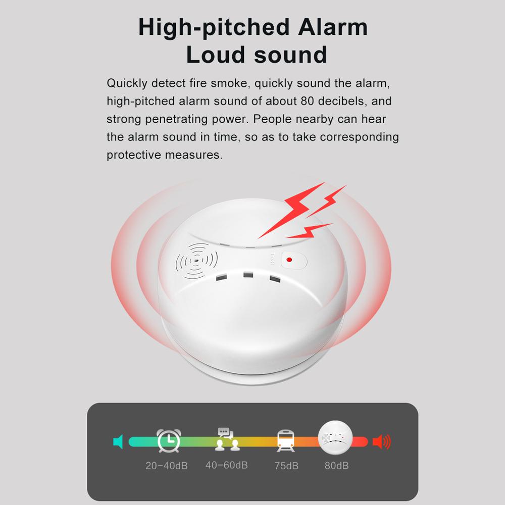 Smoke Detector Smart Fire Alarm Detector Security System Smart Life Smart Home For Home Kitchen/Store/Hotel/Factory