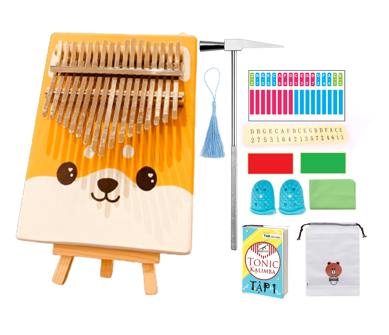 Đàn kalimba 17 phím hình chó Corgi- Hàng chính hãng TONIC Kalimba tặng búa chỉnh âm, sách học