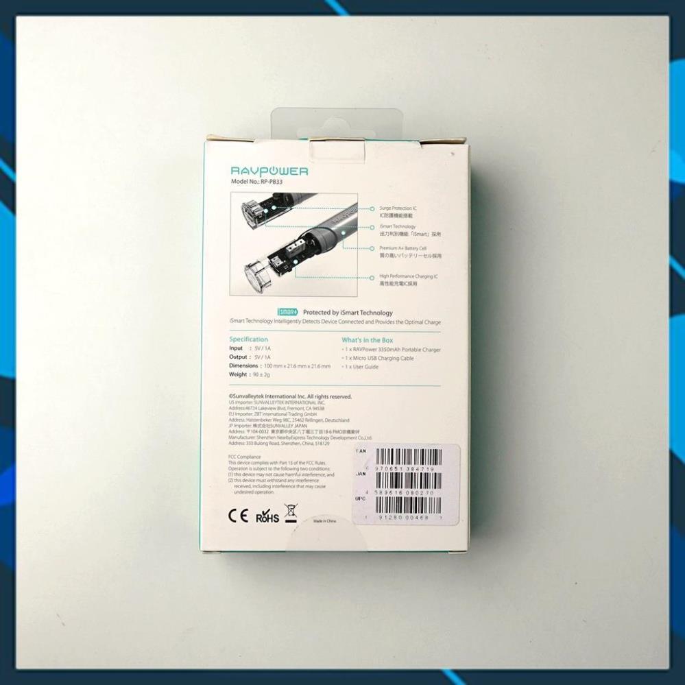 Pin dự phòng RAVPower RP-PB33 3350mAh - Hàng Chính hãng