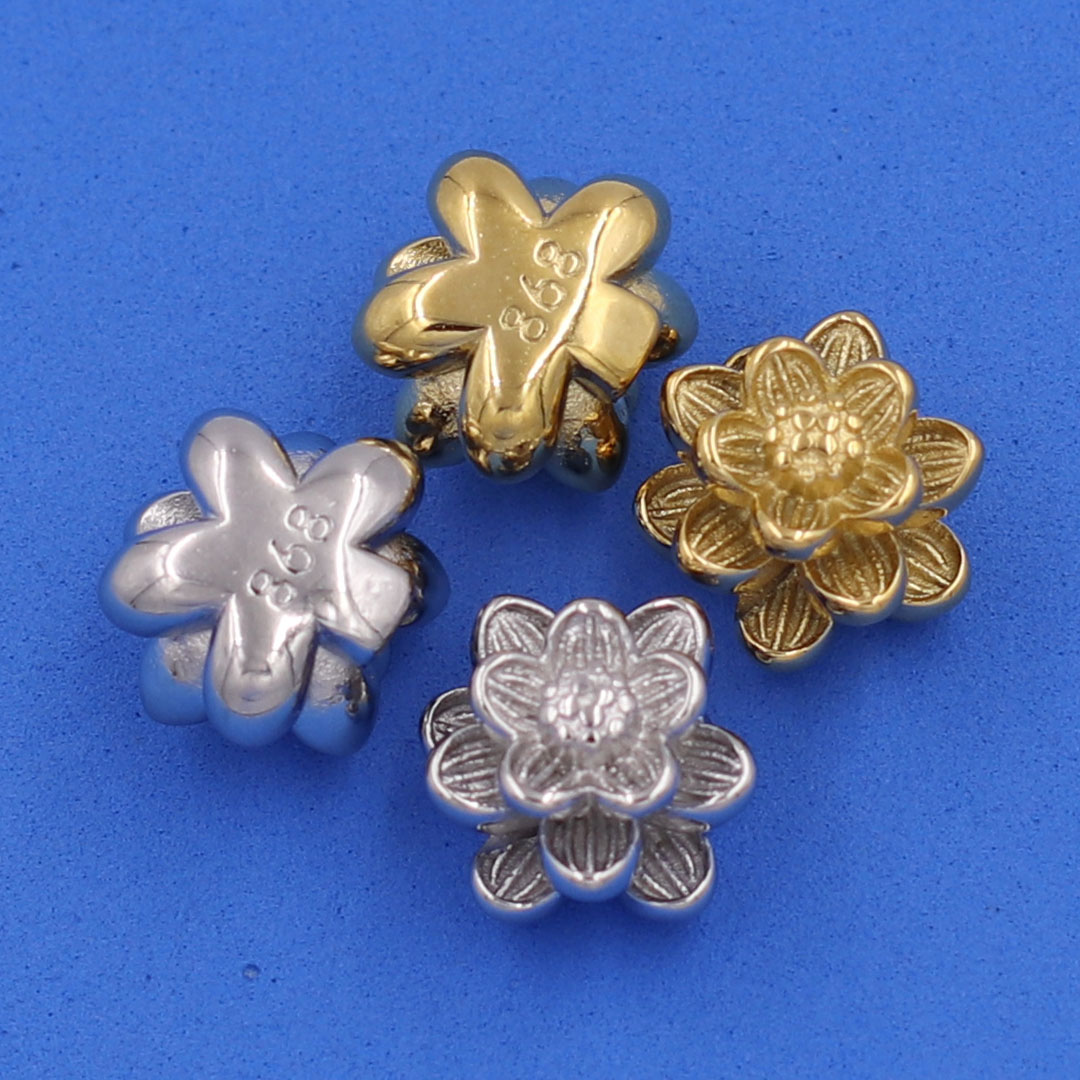 Chuỗi tay Pha lê hồng phấn Cắt giác 8 ly Charm hoa sen inox CTFLHPHSEHB8 - Hợp mệnh Hỏa, Thổ