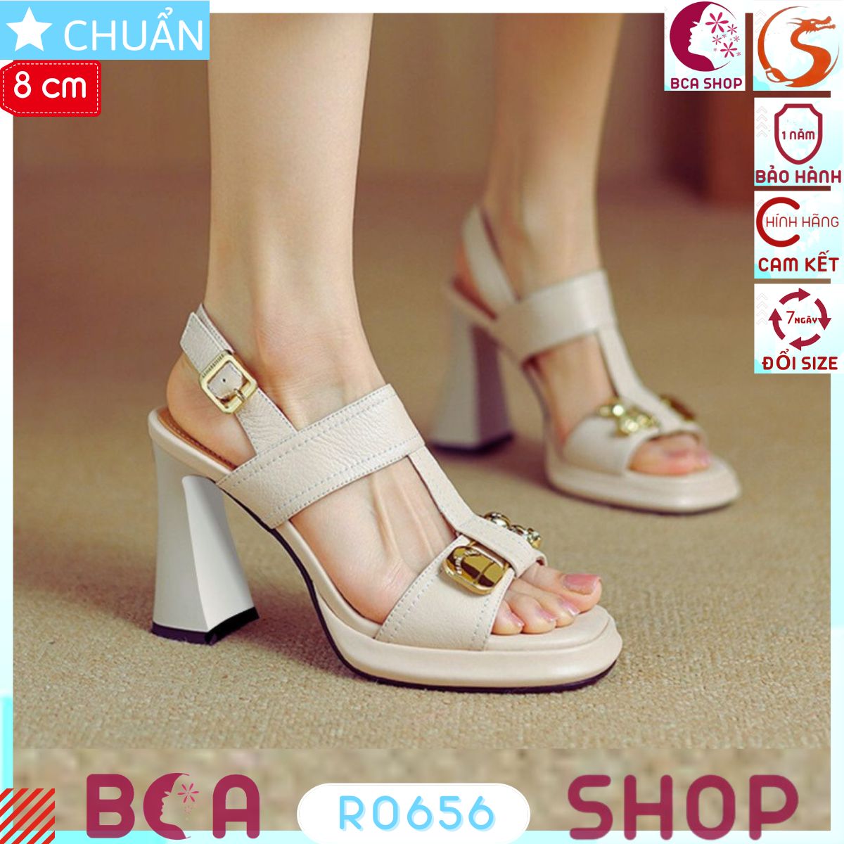 Giày cao gót nữ hở mũi 8p RO656 ROSATA tại BCASHOP thiết kế thời trang, sành điệu cùng gấu vàng siu cute