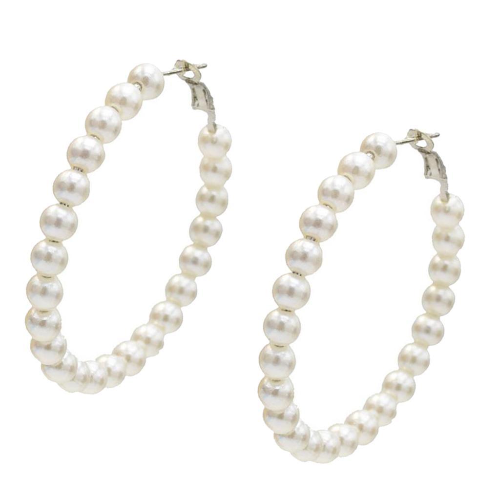 Earrings Round  Pearl Hoop Earrings Elegant Women Jewelry