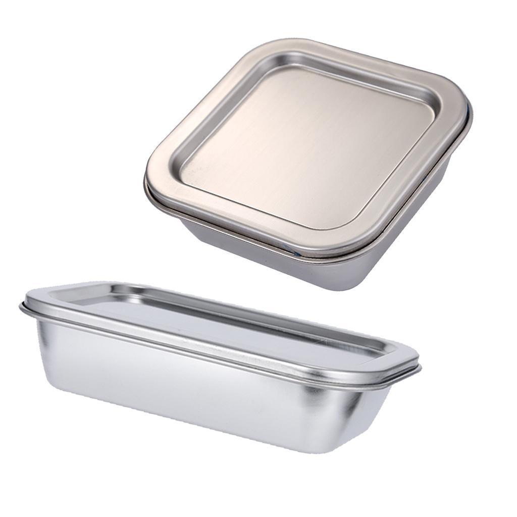 3X Stainless Steel Kitchen Food Crisper Containers Fresh Storage Box Rectangle