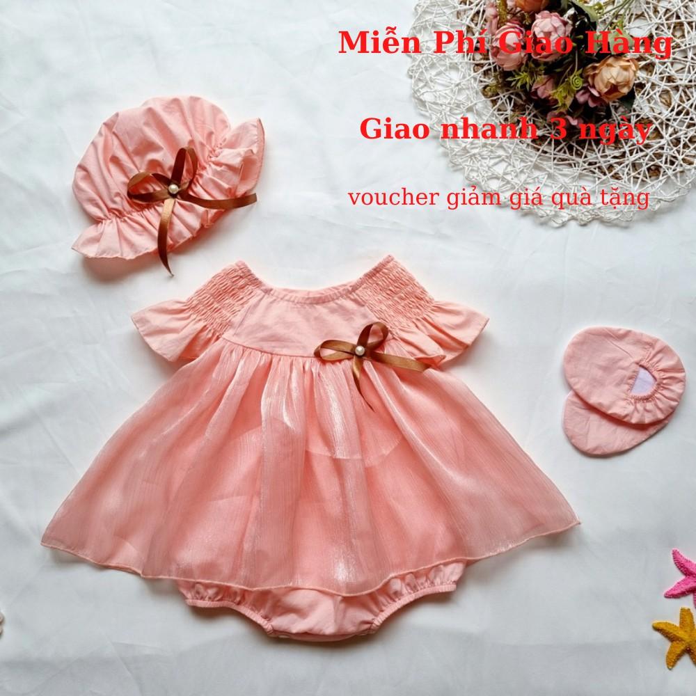 Body lồng váy cánh én tiểu thư ngọt ngào 3-13kg tặng kèm nón và giày