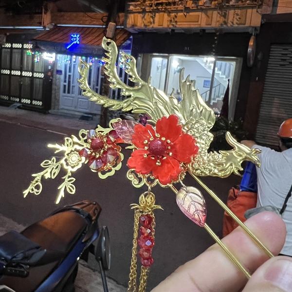 Trâm phượng hoa đào cao cấp thủ công tp hcm Giangpkc TD
