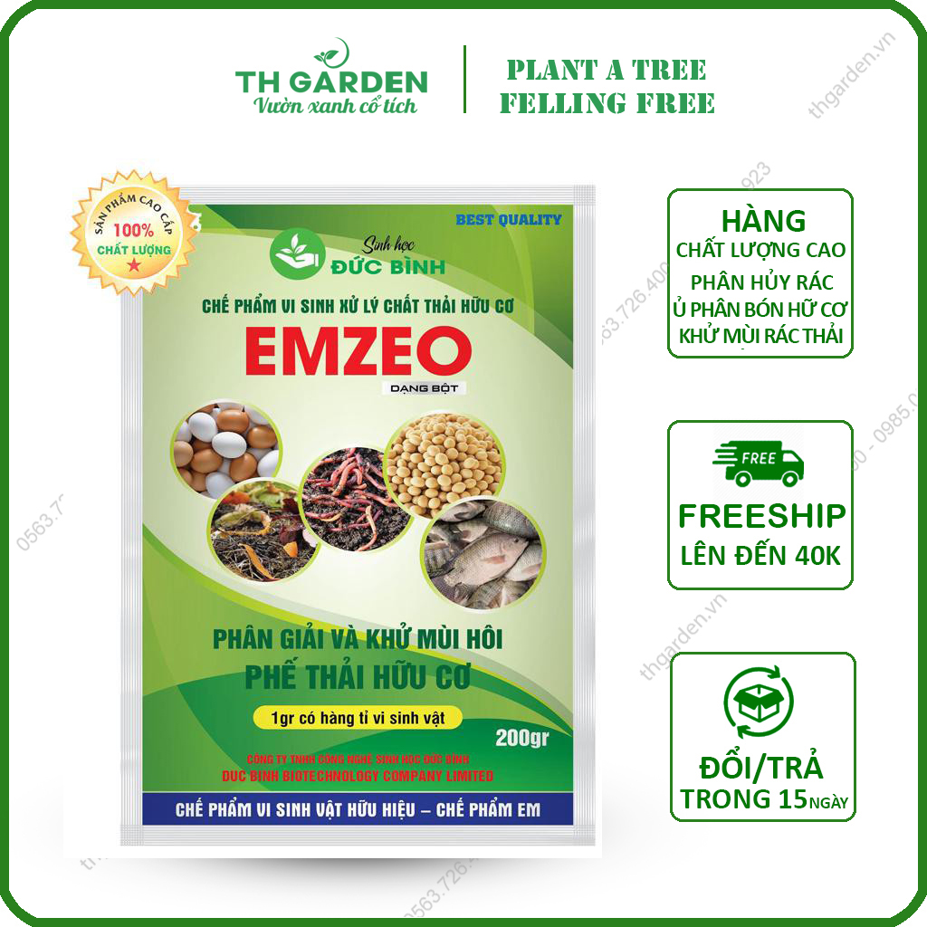 Chế Phẩm Sinh Học Emzeo TH Garden - Khử Mùi Hôi Phân Cá, Đậu Tương, Rác Thải Nhà Bếp - Phân Hủy Rác Hữu Cơ Cực Nhanh