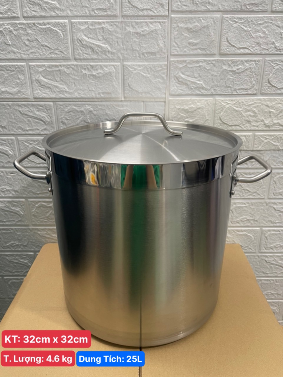 Nồi Inox 2 Quai Cao Cấp 3 Đáy _ Dung Tích: 25Lít _