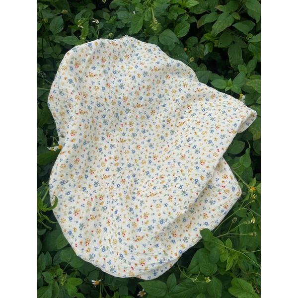 Vải xô muslin 2 lớp cao cấp mềm mịn hoa đậu biêc