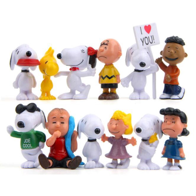 Bộ 12 Mô Hình Chú Chó Snoopy Và Những Người Bạn