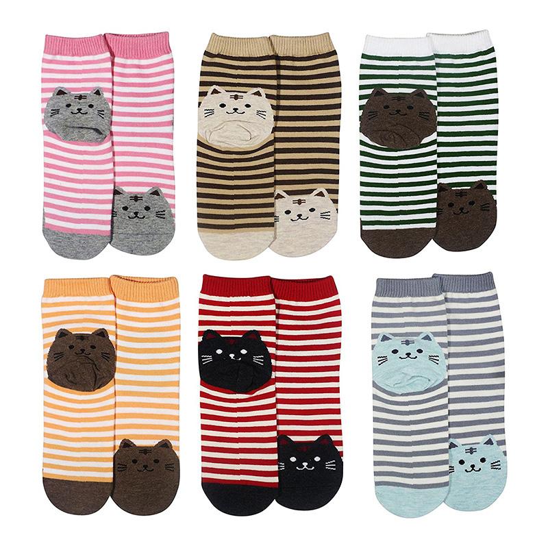 Vớ Cotton Cao Cổ In Họa Tiết Mèo Đáng Yêu Dành Cho Nữ