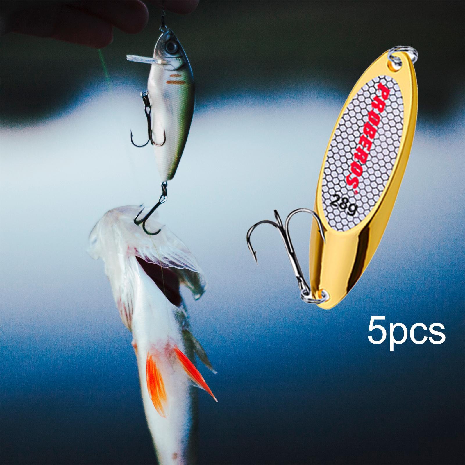 5 Pieces Fishing Spoons Lures Jigging Baits Hard with  Hooks Metal Casting Spoons Bass Baits and Lures for Trout Pike Fishing Equipment