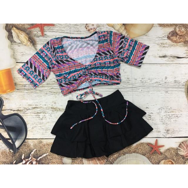 Set đồ bơi bikini áo rút dây váy 2 tầng, NHIỀU MÀU