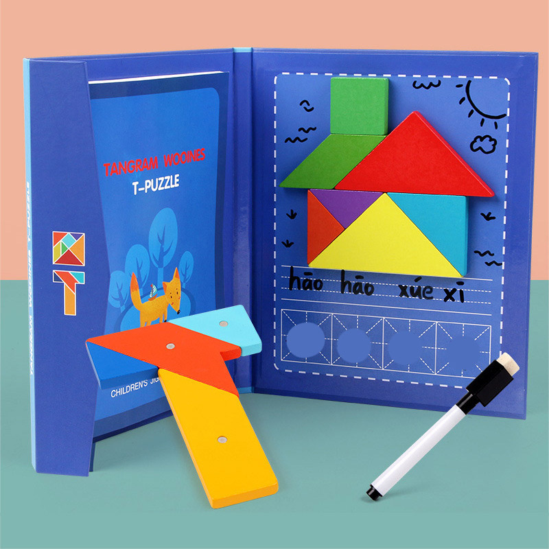 Bộ trò chơi gỗ Tangram và T puzzle 2 in 1