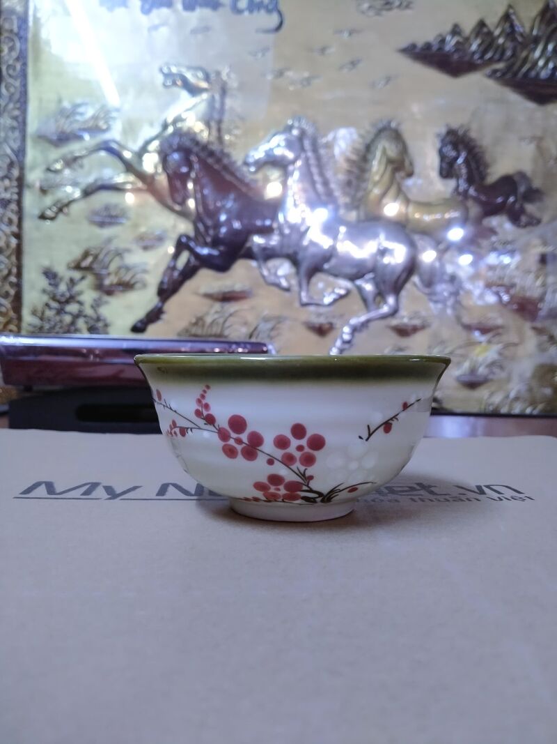 Bát cơm loe men láng vẽ hoa đào