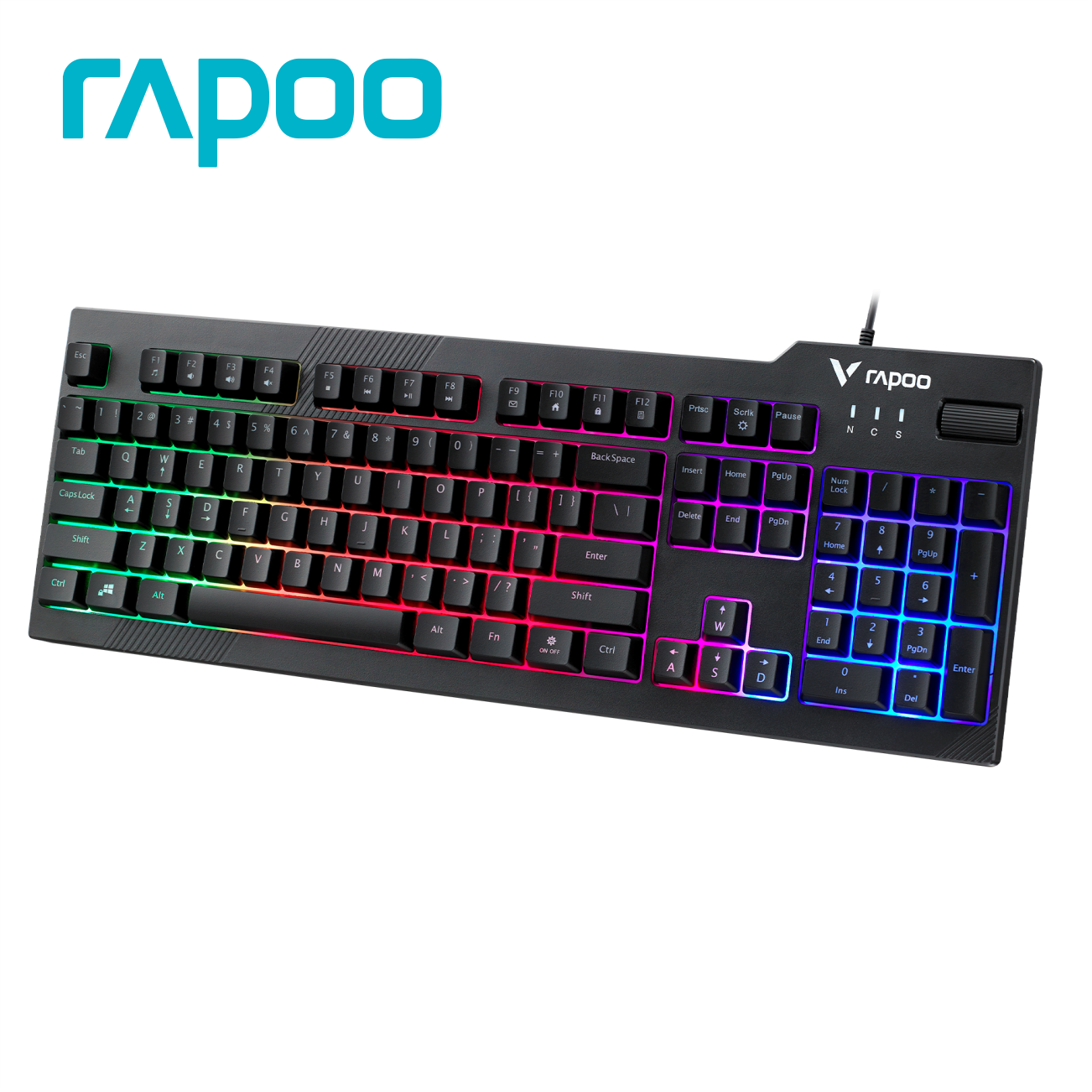Bàn Phím Gaming RAPOO V50S Đèn Nền 7 Màu, Dây Cắm USB Dài 1.45M - Hàng chính hãng