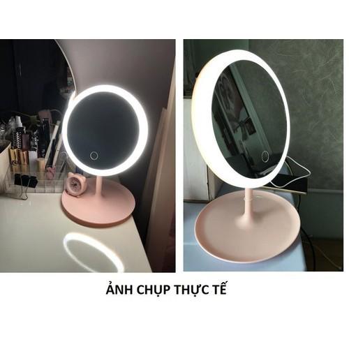 Sale Cực Rẻ - Gương Trang Điểm Để Bàn Gấp Gọn Có Đèn Led Cảm Ứng Cao Cấp Sạc USB - Chế Độ Ánh Sáng Lung Linh