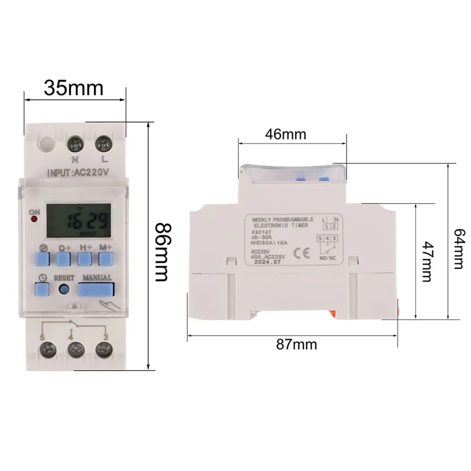 Timer điện tử hẹn giờ theo tuần ACH40A 220V chuyên gắn cho tủ điện