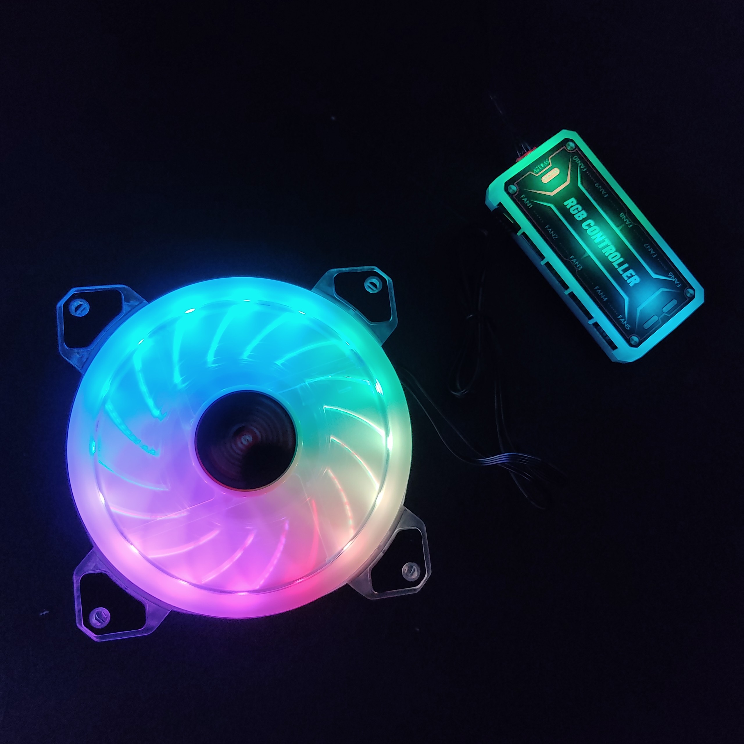 Quạt Tản Nhiệt, Fan Case K5 Led RGB Dual Ring, chưa kèm bộ Hub khiển led RGB