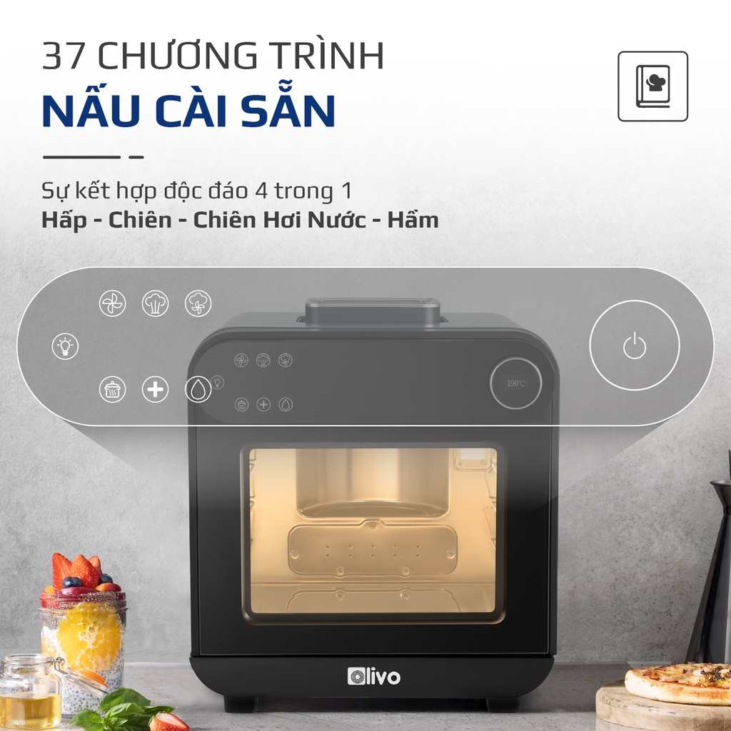 Nồi Chiên Hơi Nước OLIVO SF15, 37 Chương Trình Cài Sẵn, Dung Tích 15L, Công Suất 2620W, Hàng Chính Hãng