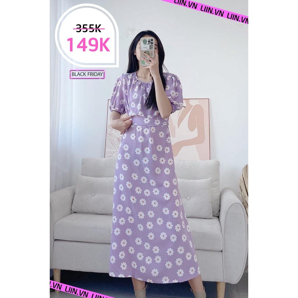 Đầm hoa dáng dài chiết eo nữ tính, tiểu thư