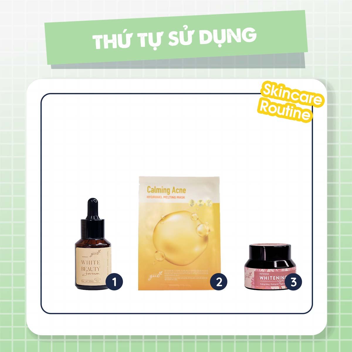 Bộ Dưỡng Trắng Ngọc Ngà GUO - 3 sản phẩm Trắng Hồng Tự Nhiên