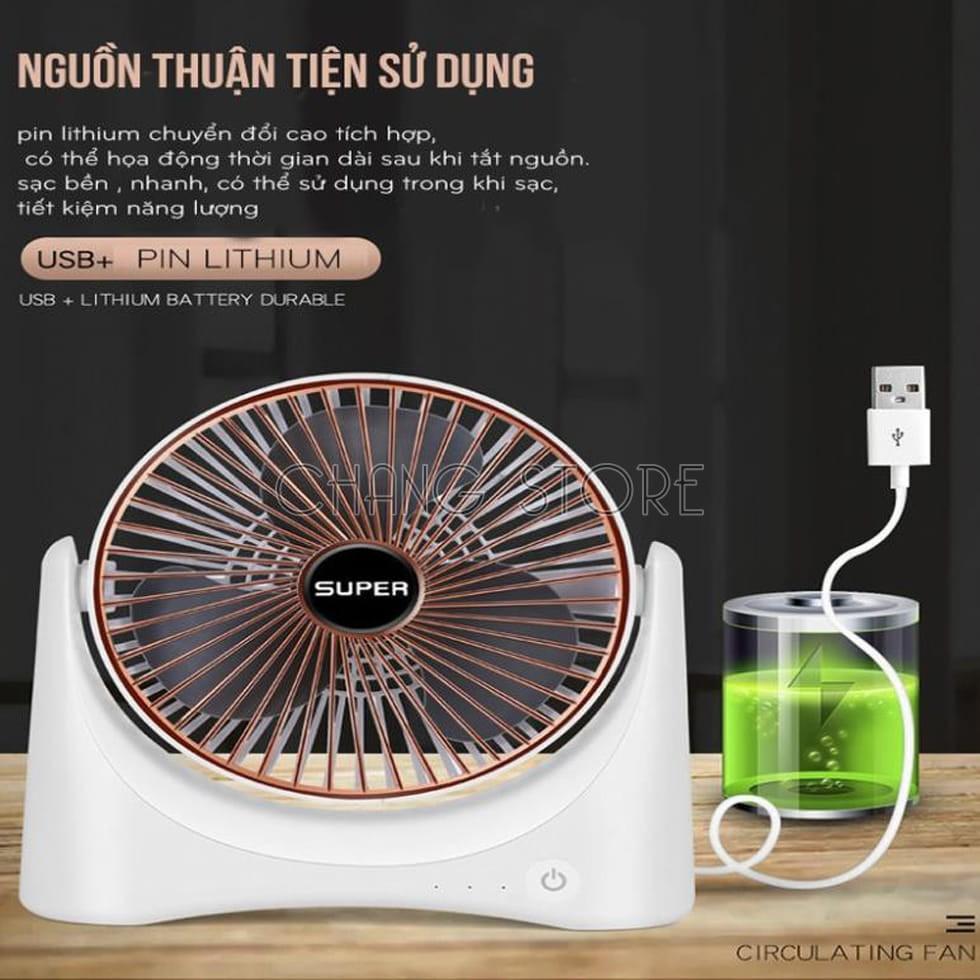 Quạt Điện Super Fan, Quạt Mini Để Bàn Cực Mát Để Bàn Làm Việc, Ô Tô Siêu Tiện Lợi Có Thể Mang Đi