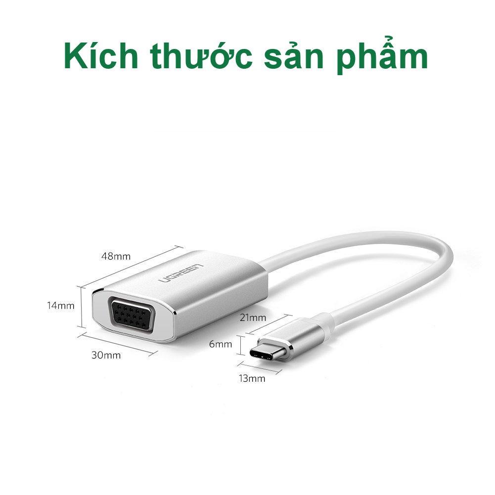 Cáp chuyển đổi USB type C sang VGA dài 25cm UGREEN CM114 40866 - Hàng chính hãng