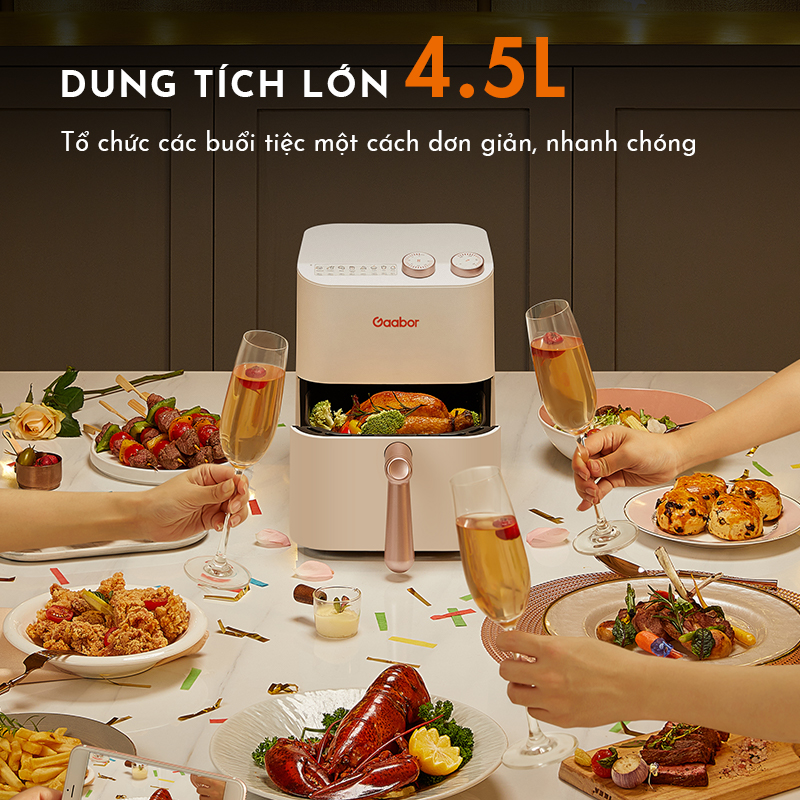 Nồi chiên không dầu dung tích 4-5L GAABOR Cao Cấp công suất 1400W - Hàng chính hãng