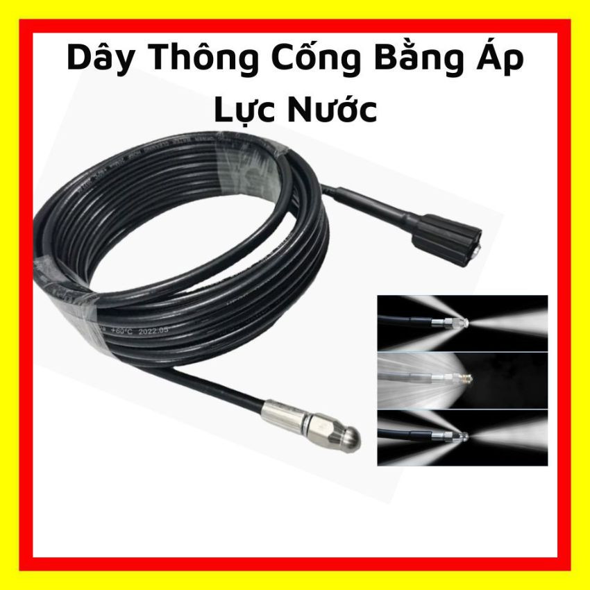 10M Dây Thông Cống Bằng Áp Lực Nước - Máy Phổ Thông Chuẩn Ren Vặn 22/14,15 -TYPE B