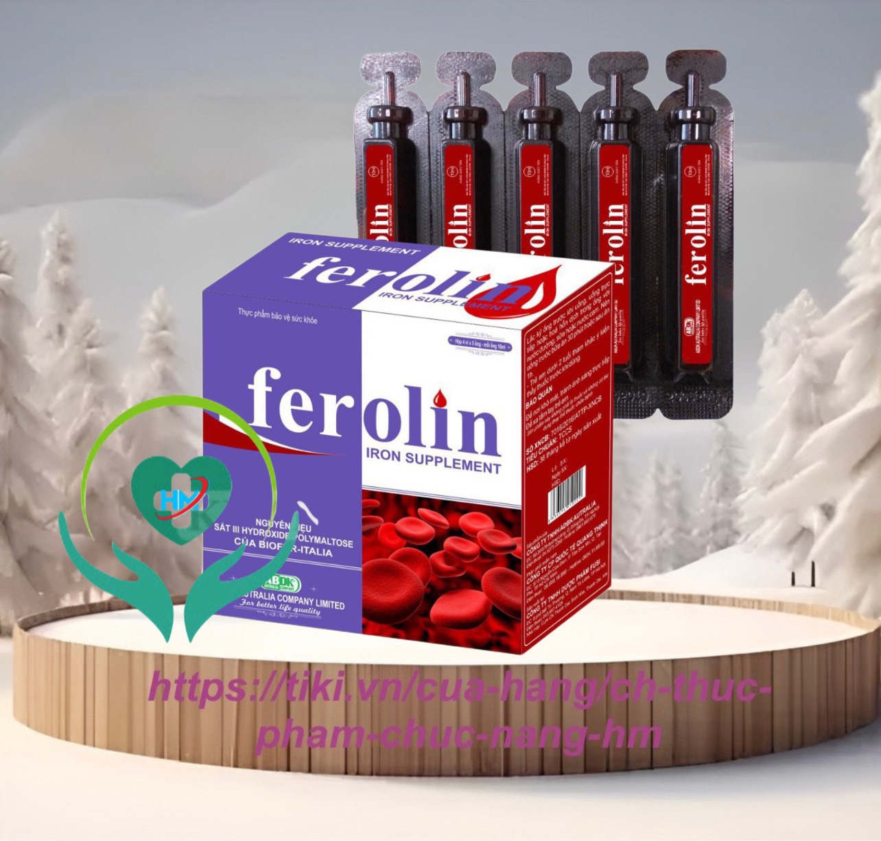￼Sắt Dạng Ống Nước FEROLIN - Hộp 20 ống - Bổ sung Sắt và Vitamin B12