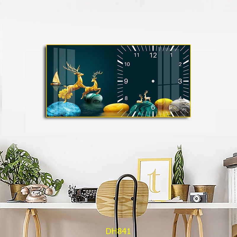 Đồng Hồ Kim Trôi Treo Tường Cao Cấp - Tranh Tráng Gương Đồng Hồ Động vật và Thiên Nhiên