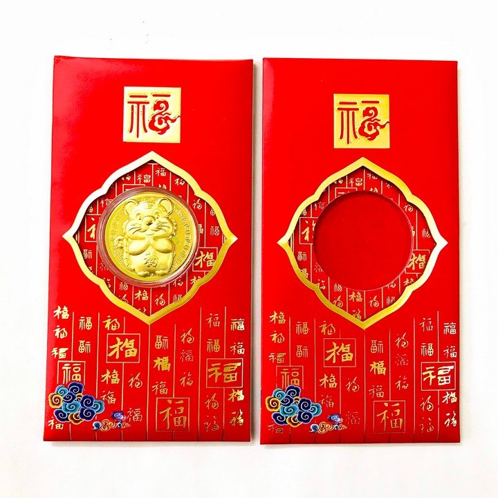 Bao Lì Xì Đồng Xu Con Cọp Cute Mạ Vàng, Quà tặng tiền lì xì độc lạ cho bạn bè và người thân nhân dịp năm mới 2022 Nhâm Dần, Kích thước 19x9x0.3cm, Màu đỏ - TMT Collection - SP005408