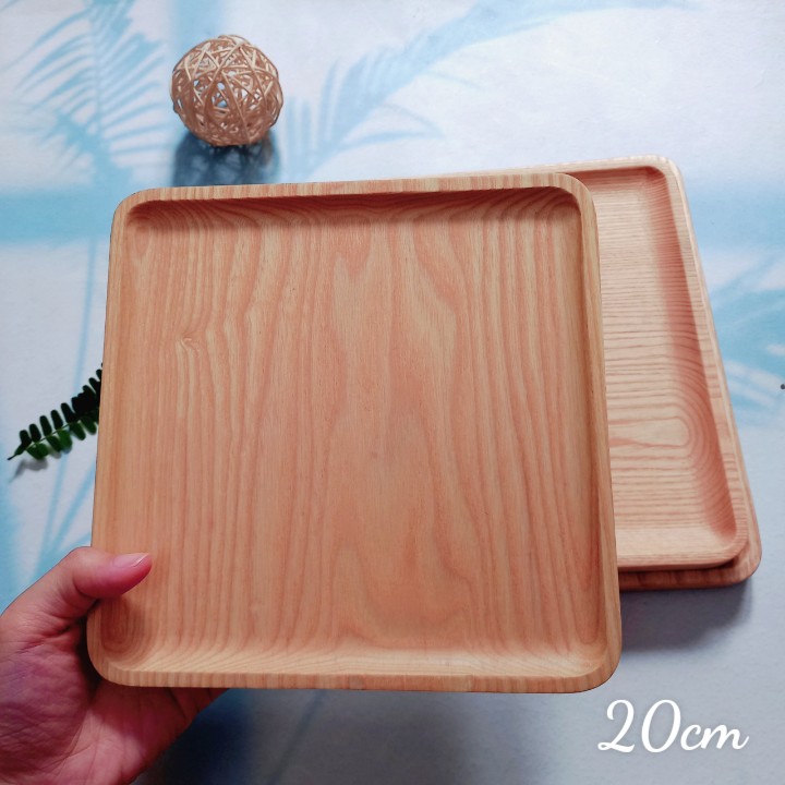 Đĩa Gỗ Tần Bì Hình Vuông Size 14/16/18/20/24/26cm, Khay Bày Hoa Qủa, Trà Bánh, Decor Chụp Ảnh Của Vitrapro