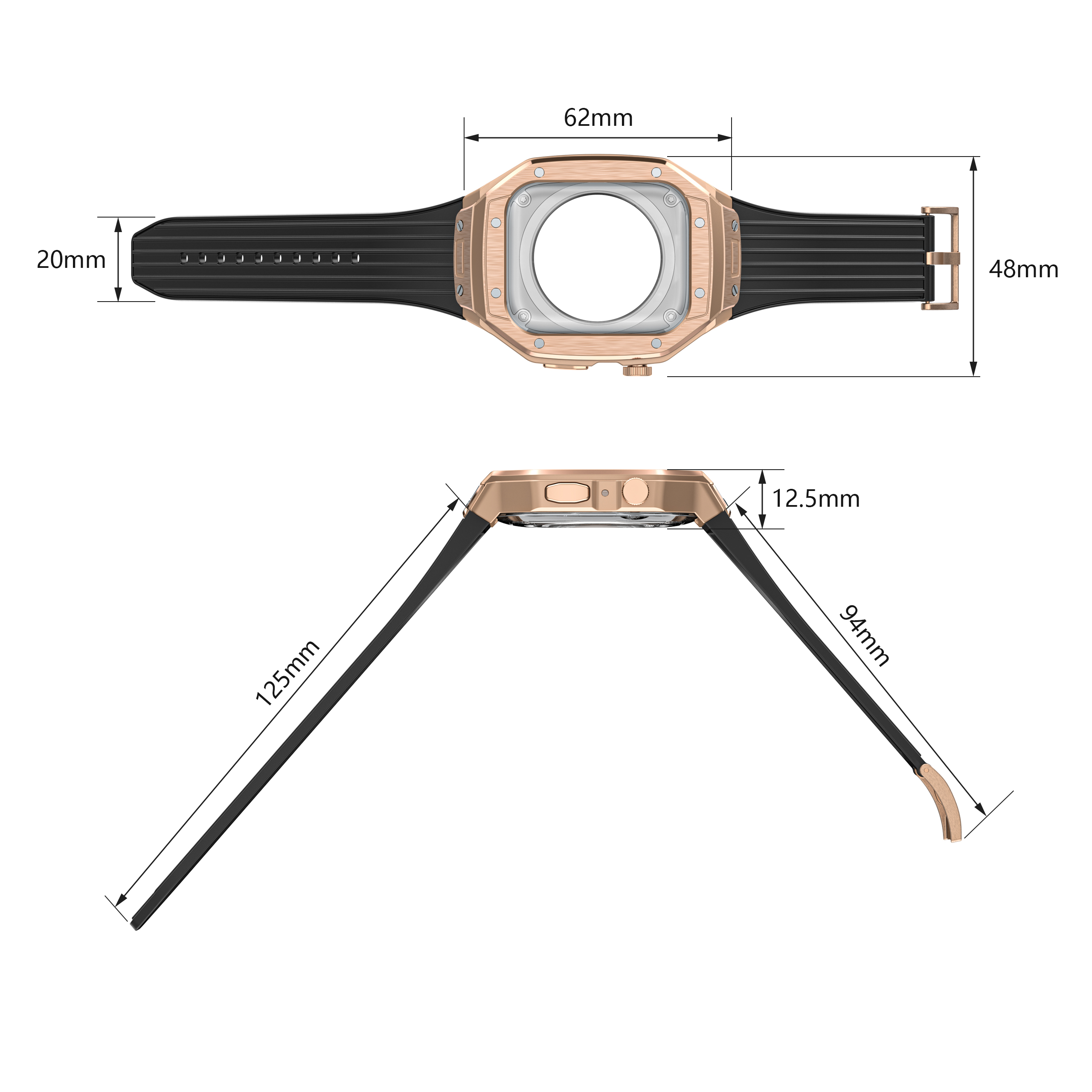 Ốp Case tích hợp dây đeo Vỏ Kim Loại bảo vệ cho Apple Watch Series 4/5/6/SE/7/8/9/SE2 Size 44mm/45mm - Hàng Nhập Khẩu