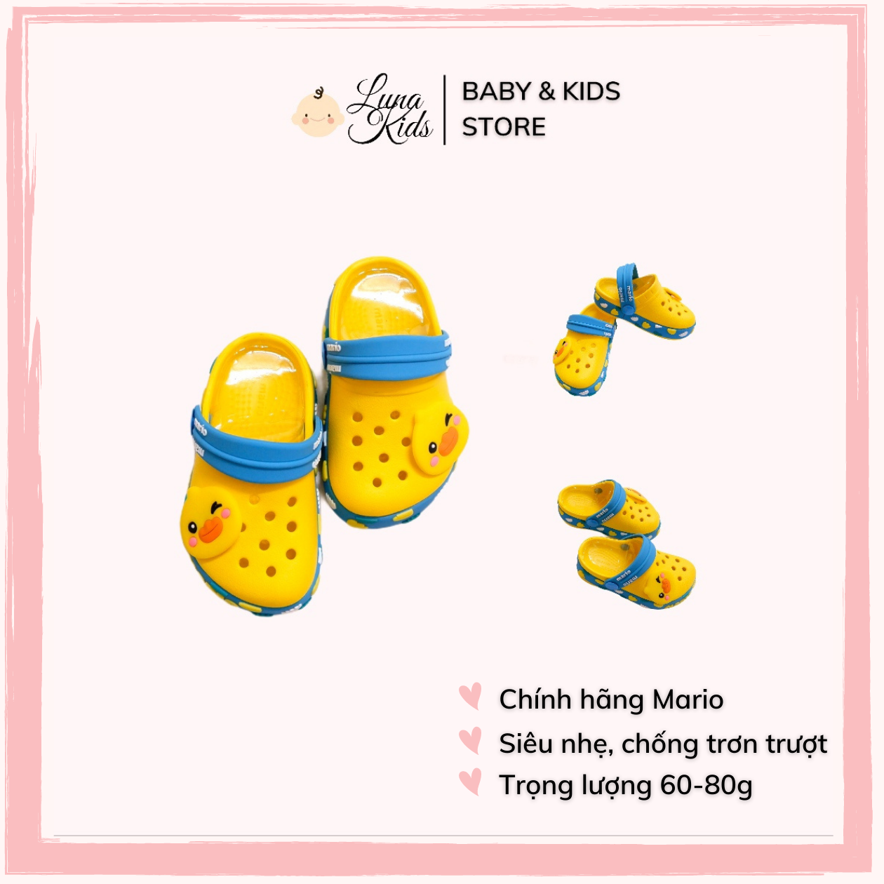 Dép sục Cheerful Mario cho bé, bé trai, bé gái, trẻ em - LunaKids [Ảnh thật]