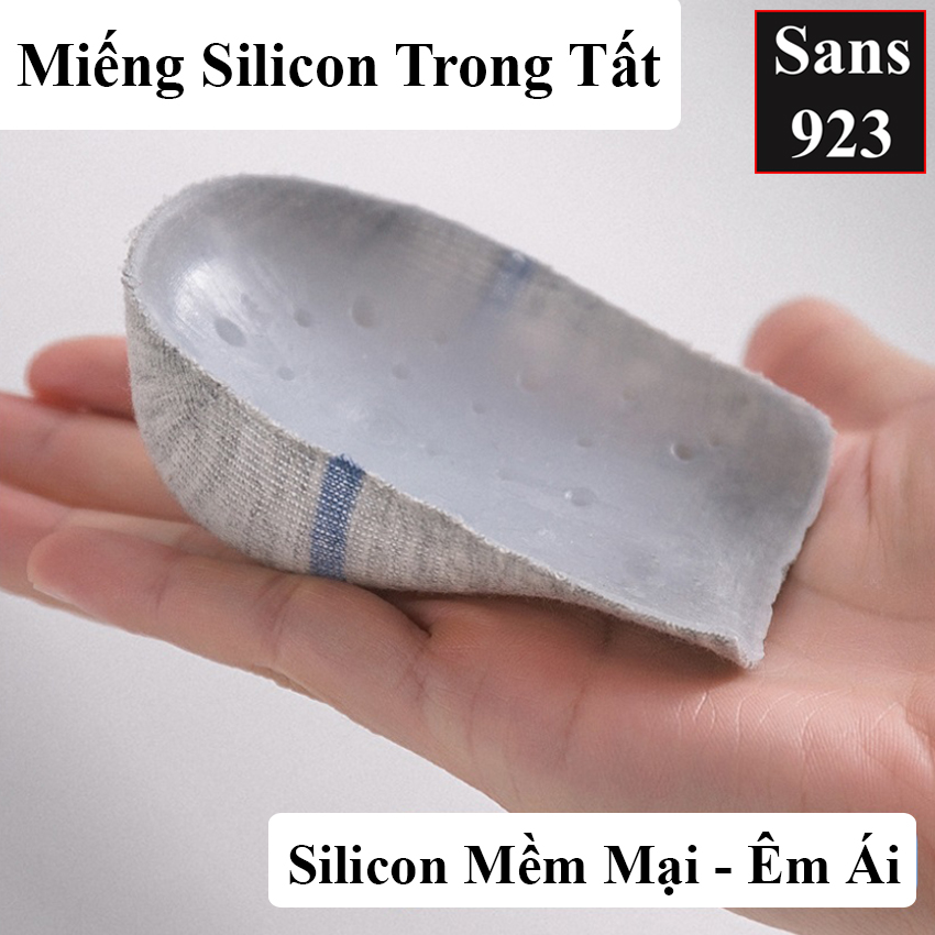 Tất vớ tăng chiều cao không lộ Sans923 miếng lót giày silicon êm chân nâng gót độn đế 2.5cm 3.5cm thoáng khí hút mùi hôi